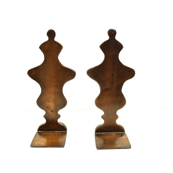 BOMBAY COMPANY BRONZE TONE METAL FINIAL URN STYLE DARK PATINA BOOKENDS HEAVY - Picture 3 of 6